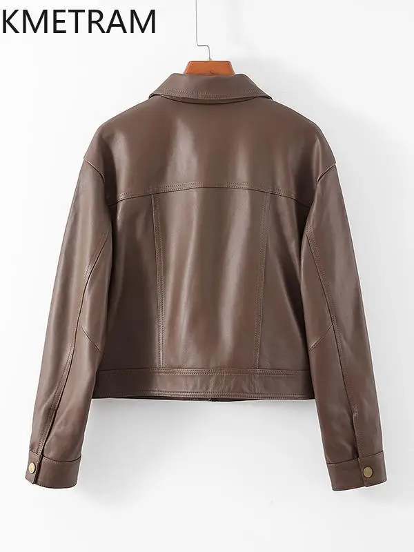 100% strato superiore giacche di pelle di pecora donna vintage giacca corta in vera pelle 2025 Nuovo in capispalla autunno abbigliamento donna arrivoات