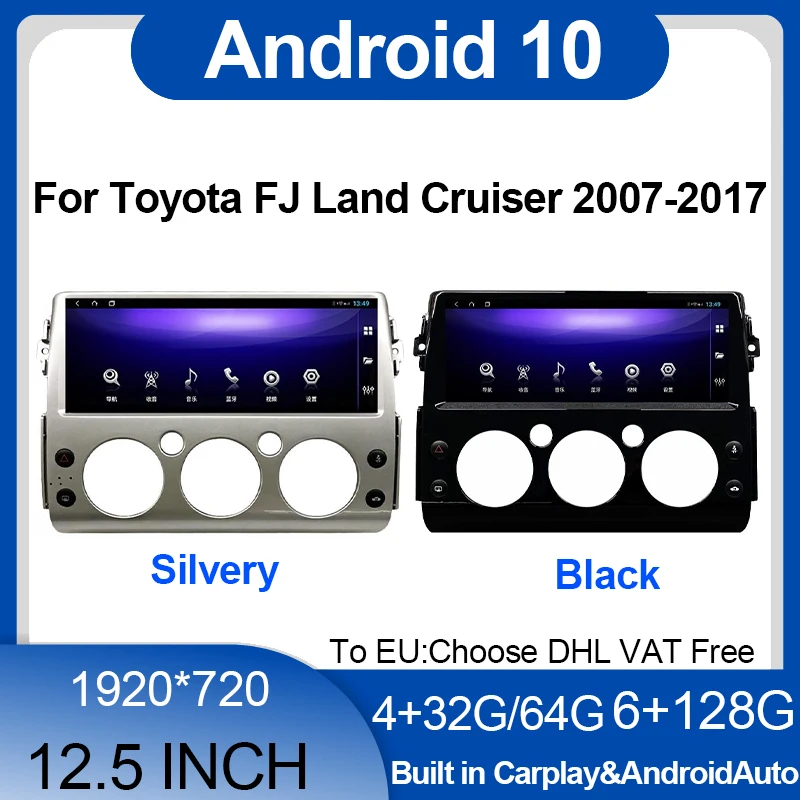 

12.5 inch Android Car Multimedia Player GPS Navigation Carplay Radio Screen For Toyota Land Cruiser FJ 2007-2017 Head Unit 4G