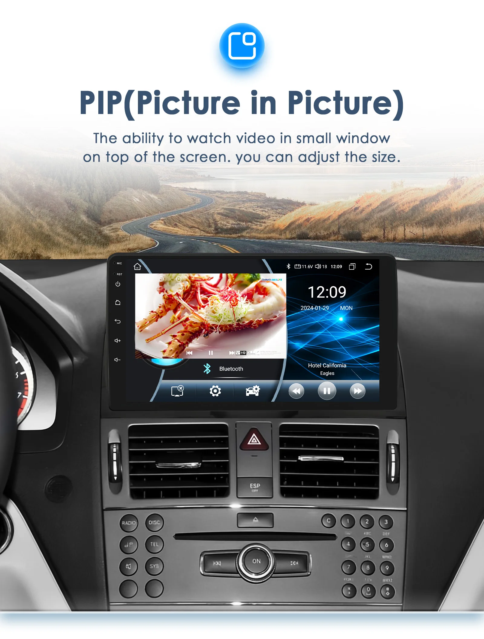 9“ Hizpo 2Din Android Auto Wireless CarPlay Car Radio for Mercedes Benz C-Class W204 S204 2007 - 2010 GPS RDS DSP UI8581 System