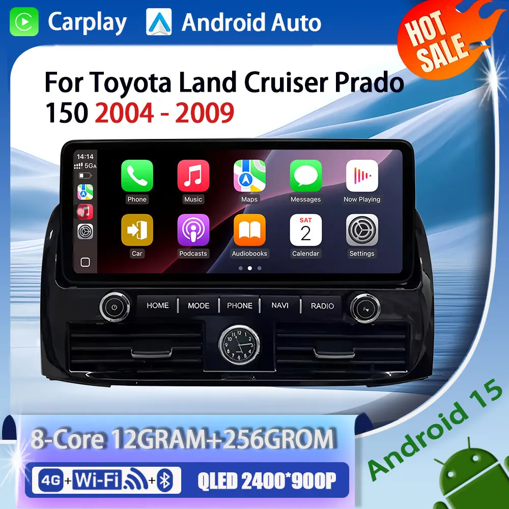

Android 15 Carplay Car Radio Multimedia Player 12.3 inch For Toyota Land Cruiser Prado 150 2004 - 2009 Autoradio Stereo No 2din