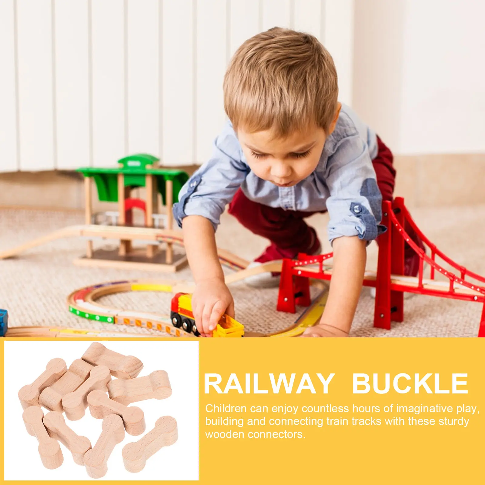 

10Pcs Wooden Train Track Connector Dog Bone Shape Weather Resistant for DIY Kids Playroom Garden Indoor Outdoor Use