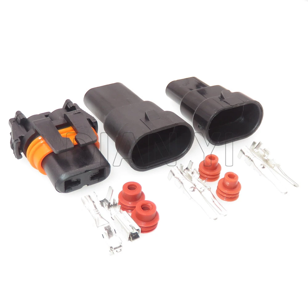 1 Set 2 Way AC Assembly Auto HID Controller Docking Connector  With Cables 12059183 Car Hernia Lamp Wiring Socket With Terminal