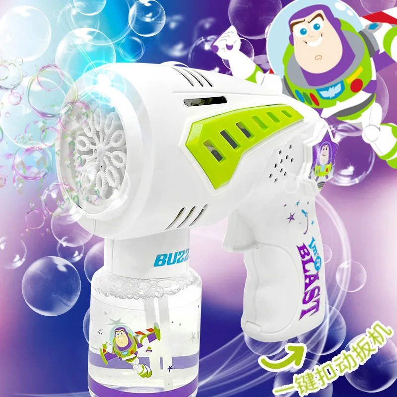 Lotso-pistola de burbujas de Buzz Lightyear, soplador de jabón automático de juguete con luz, juegos de fiesta al aire libre de verano, regalo para niños
