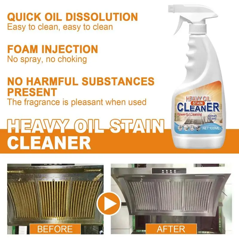 Heavy Oil Stain Cleaner Kitchen Powerful Stain Removal Cleaner Rinse Free Bubble Cleaner Kitchen Grease Cleaner Stain Remover