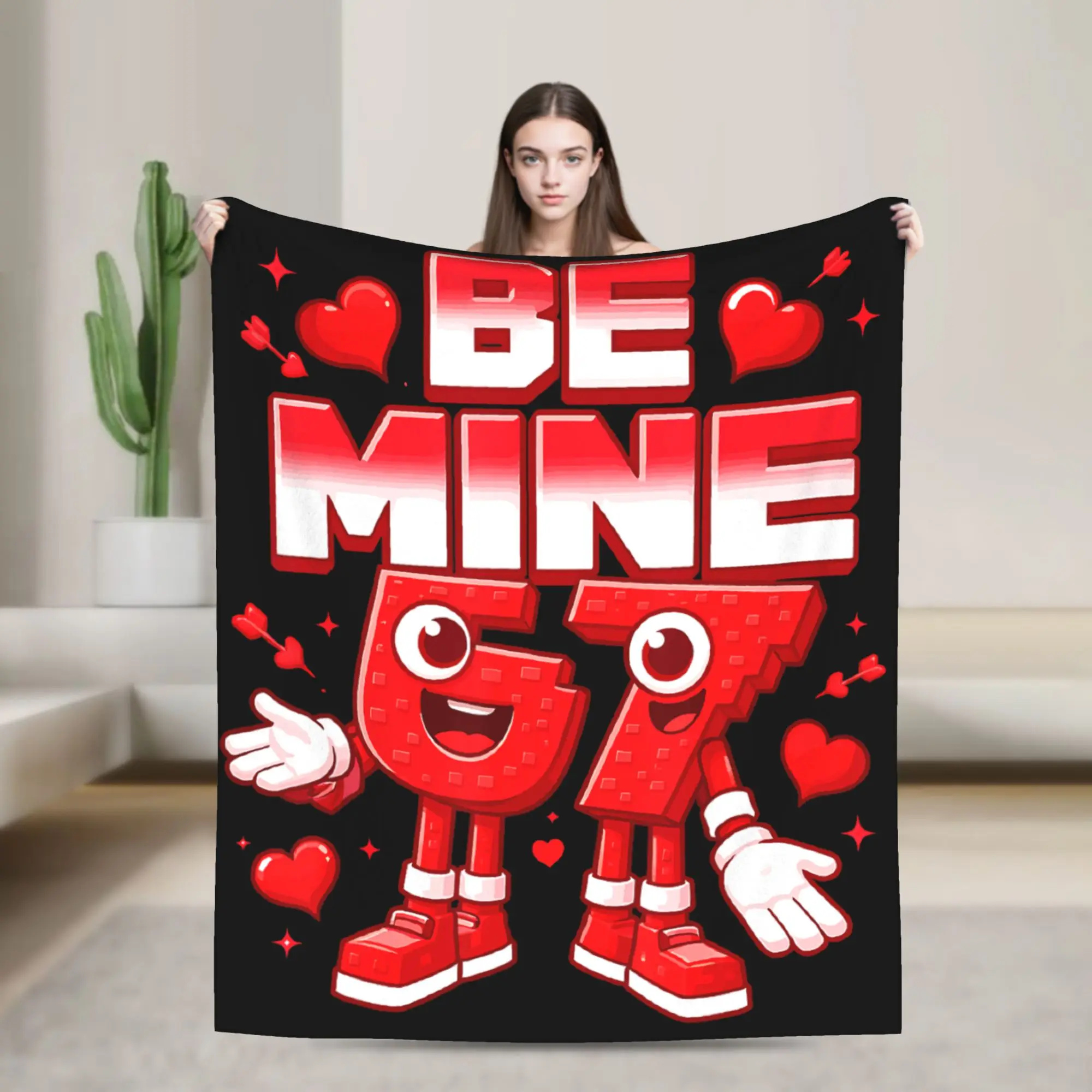 

Плед Be Mine 67 Six Seven 6 7 Italian Brainrot на День святого Валентина, качественный, мягкий, удобный, для весеннего декора гостиной и спальни