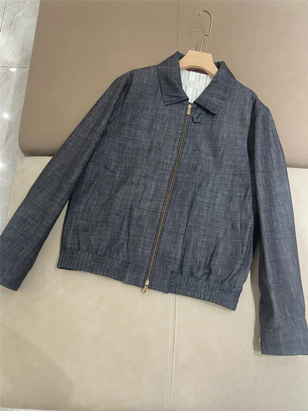 2025 Spring Summer Men's Denim Jackets Long Sleeve Lapel Zipper Coat Top