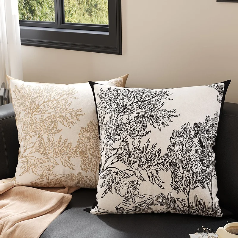  Square Sofa Pillows with Core for Living Room And Bedroom Window Decor Modern Simple Style Home Use Velvet Material