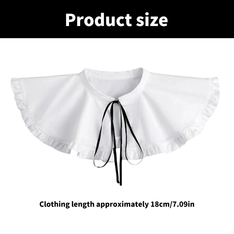 Ruffle Trim False Collar for Women Elegant Tie Up Detachable Blouse Collar for Dress Shirt Female Fashion Drop shipping