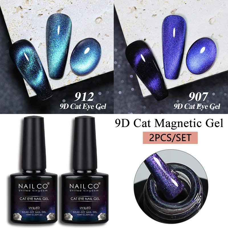 NAILCO 2pcs/Set Cat Eye Gel polishes Transparent Crystal Magnetic Nail Polish UV Gel Nail Art Vernis Soak Semi Permanent Varnish