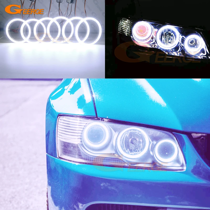For Mitsubishi Lancer Evo 7 8 9 2002 2003 2004 2005 2006 2007 Day Light Ultra Bright COB Led Angel Eyes Kit Halo Rings