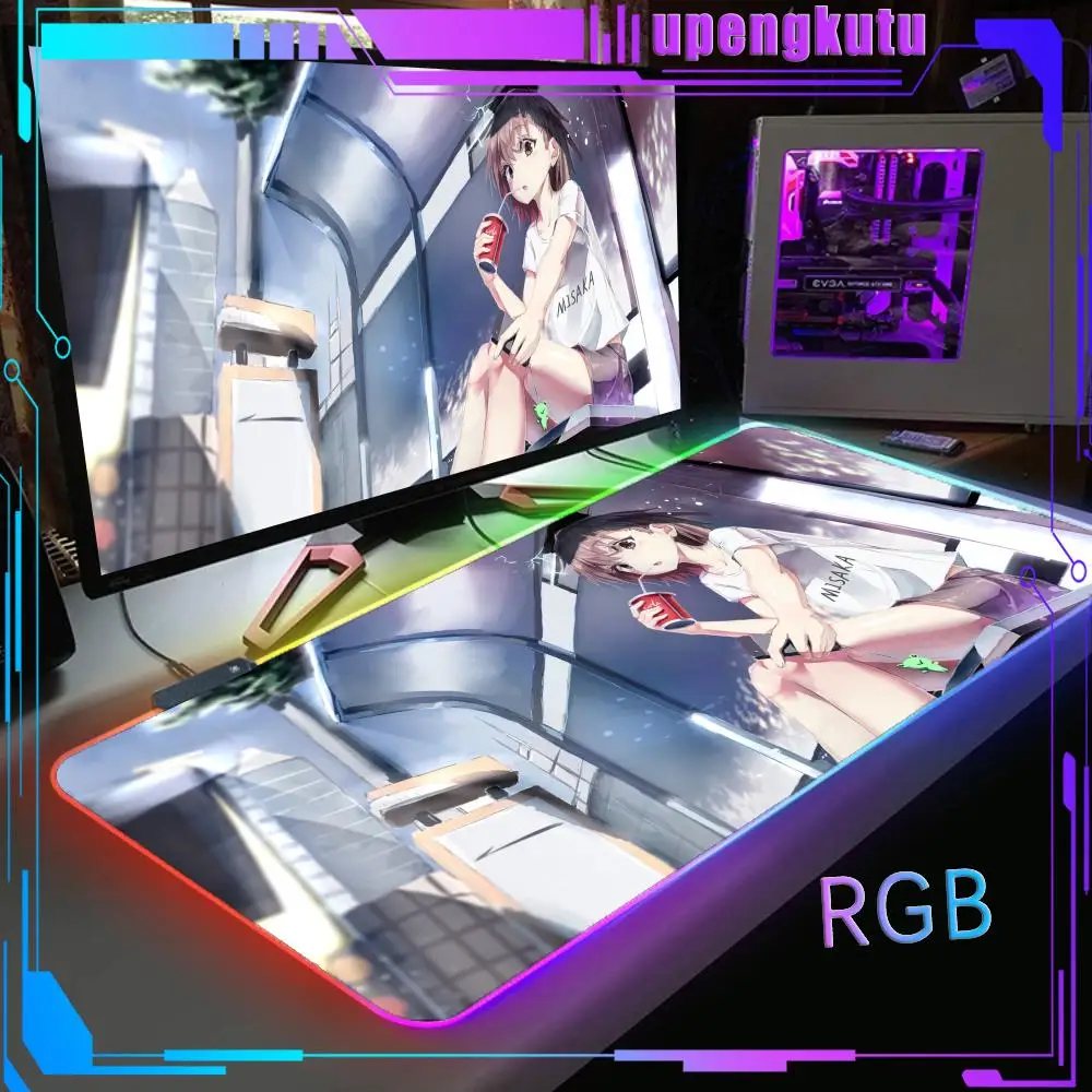 Keyboard mat RGB  Luminous mouse pad Backlight Computer Non-slip Rubber Game table pad A_a_Certain_Magical_Index