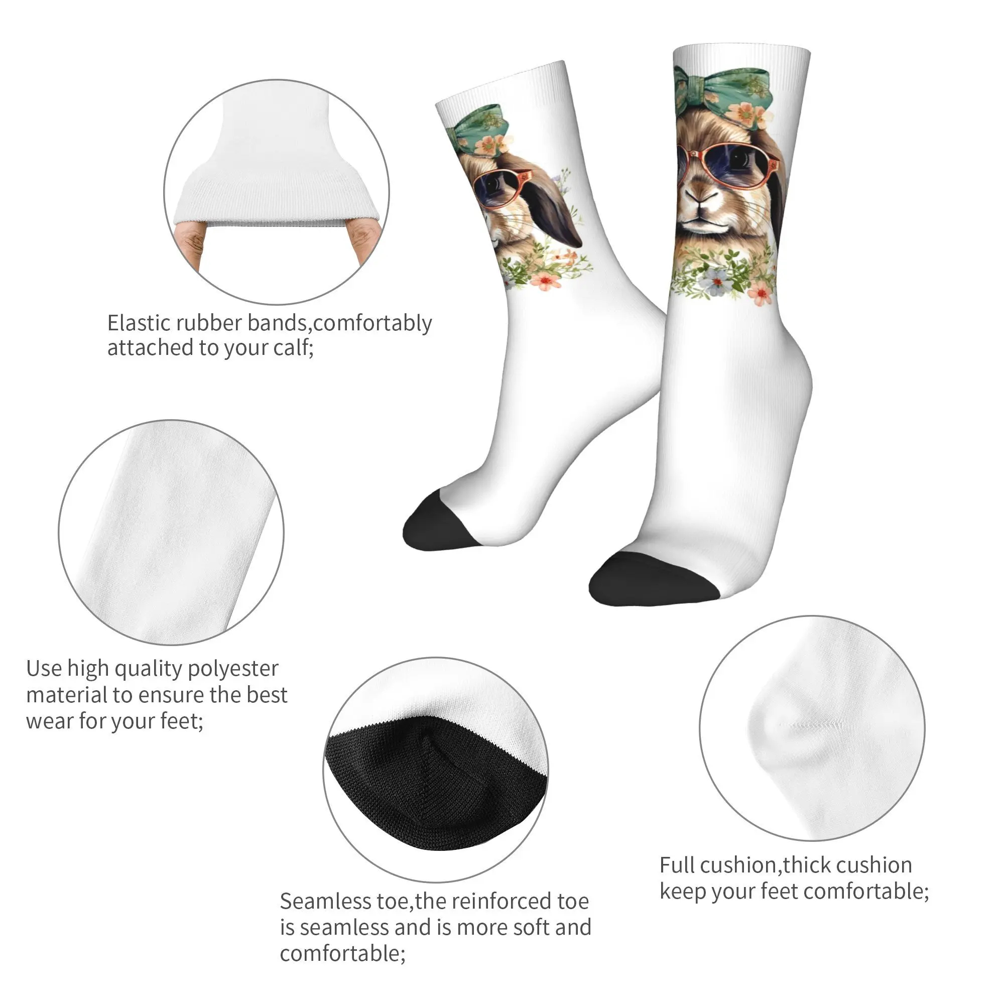 جميع المواسم أرنب عيد الفصح مع النظارات الشمسية تصميم مضحك الجوارب المتناثرة جوارب الرياضة الأوسط أنبوب الجوارب لينة هدايا عيد الميلاد