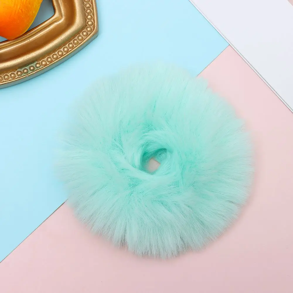 Women Girls Winter Fur Hair Scrunchies Pom Pom Hair Tie Fuzzy Elastic Hair Bands Ponytail Holders Fashion Hair Accessories