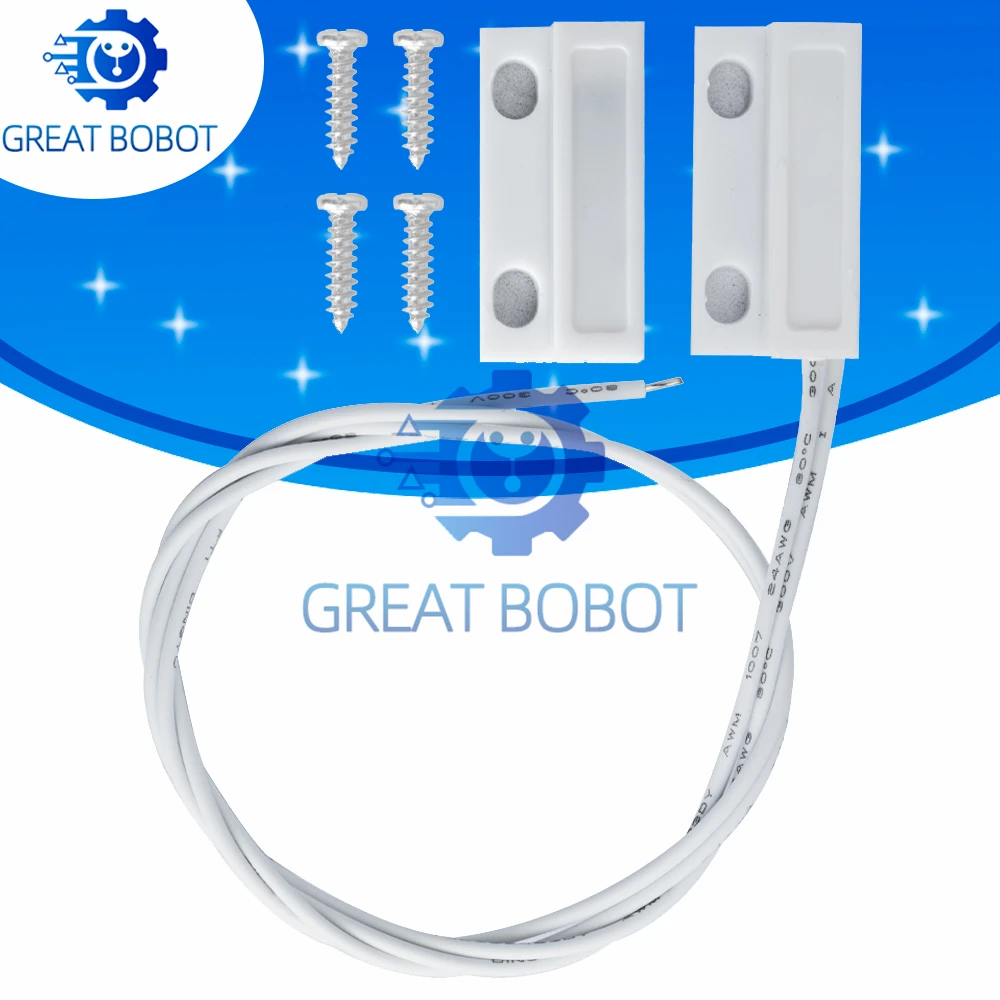 BS MC-38 Wired Door Window Sensor: 30mm Wire Lengthening Option,  Magnetic Switch, Ideal for Arduino -  Home Alarm Systems