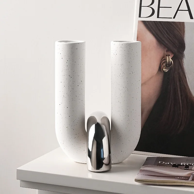 

U-образная ваза, орнамент для гостиной, крыльца, ТВ-шкафа, рабочего стола, простая художественная модель, керамическое украшение для комнаты