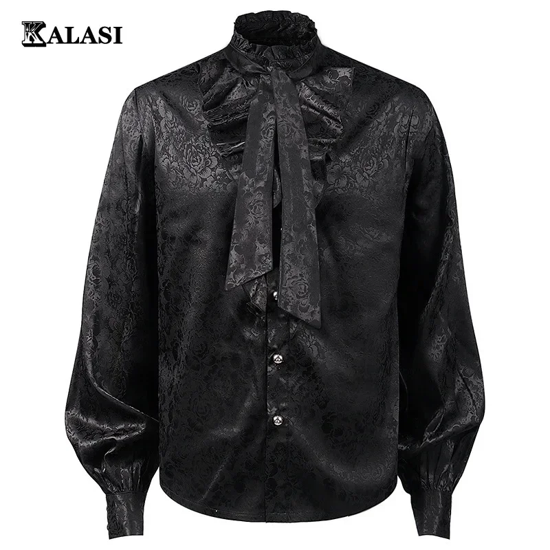 

Mens Steampunk Vintage Shirt Medieval Victorian Renaissance Gothic Ruffled Shirt Drama Stage Men Long Sleeve Viking Costume Tops