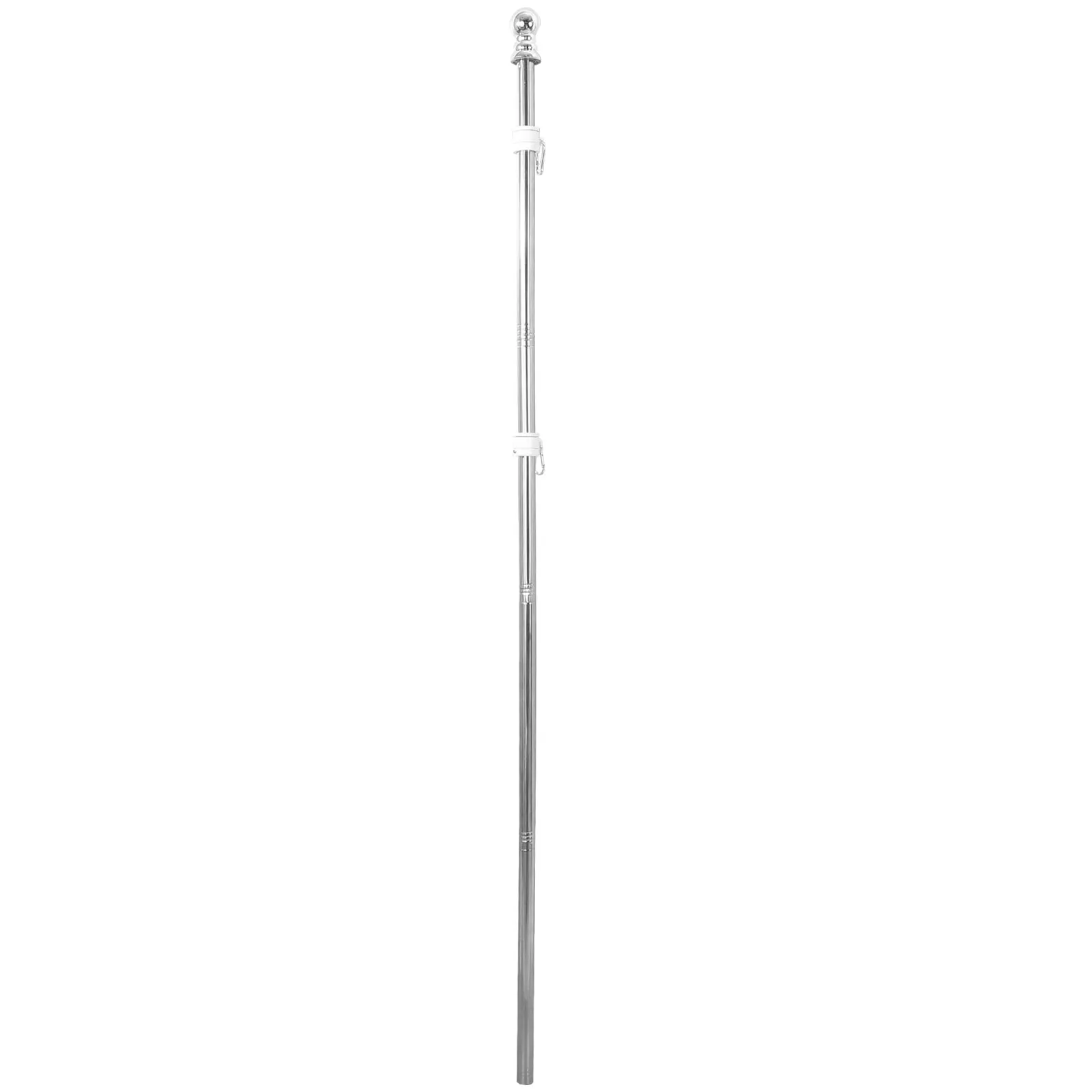 

Stainless Steel Flagpole Silver Color Adjustable Height Durable Outdoor Garden Poles Rotating Ring Prevent Twisting Easy