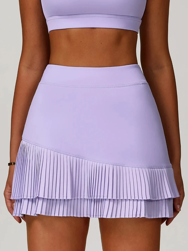 Women Tennis Skirt High Waist Yoga Shorts with Pockets Pleated Quick Dry Sports Skirt Workout Athletic Dress Activewear