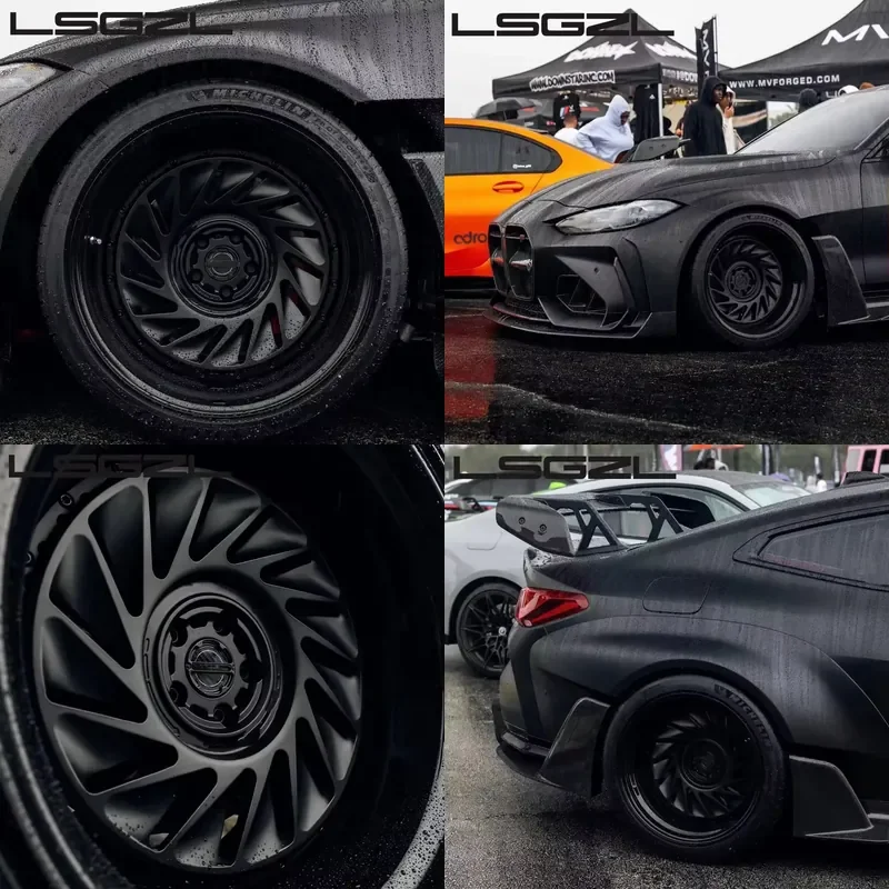 i LSGZL Custom 2-piece Polished Deep Dish Forged Car Alloy Wheel Rims for 5x120 5x114.3 5x112 15 18 19 Inch