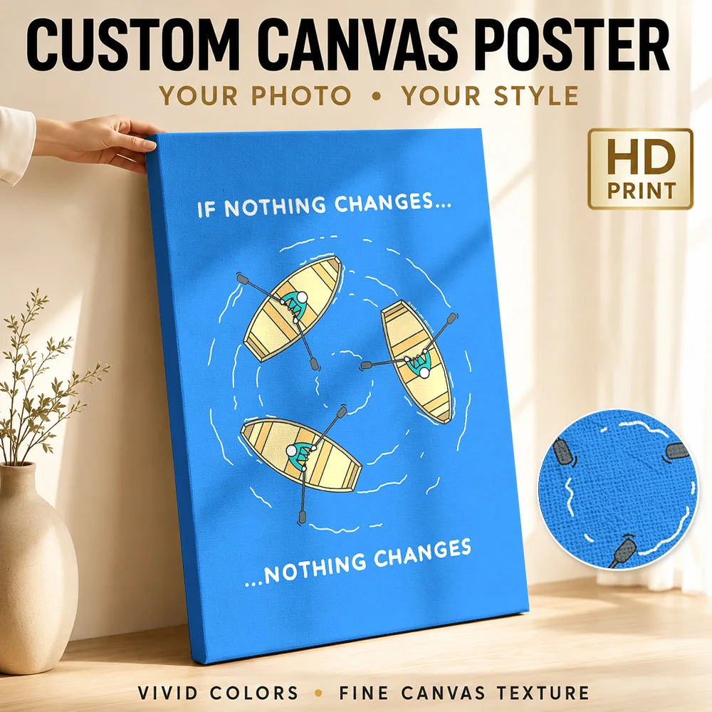 If Nothing Changes, Nothing Changes Framed Canvas Poster Customized Sports Portrait Wall Art for Game Room Decor Ready to Hang