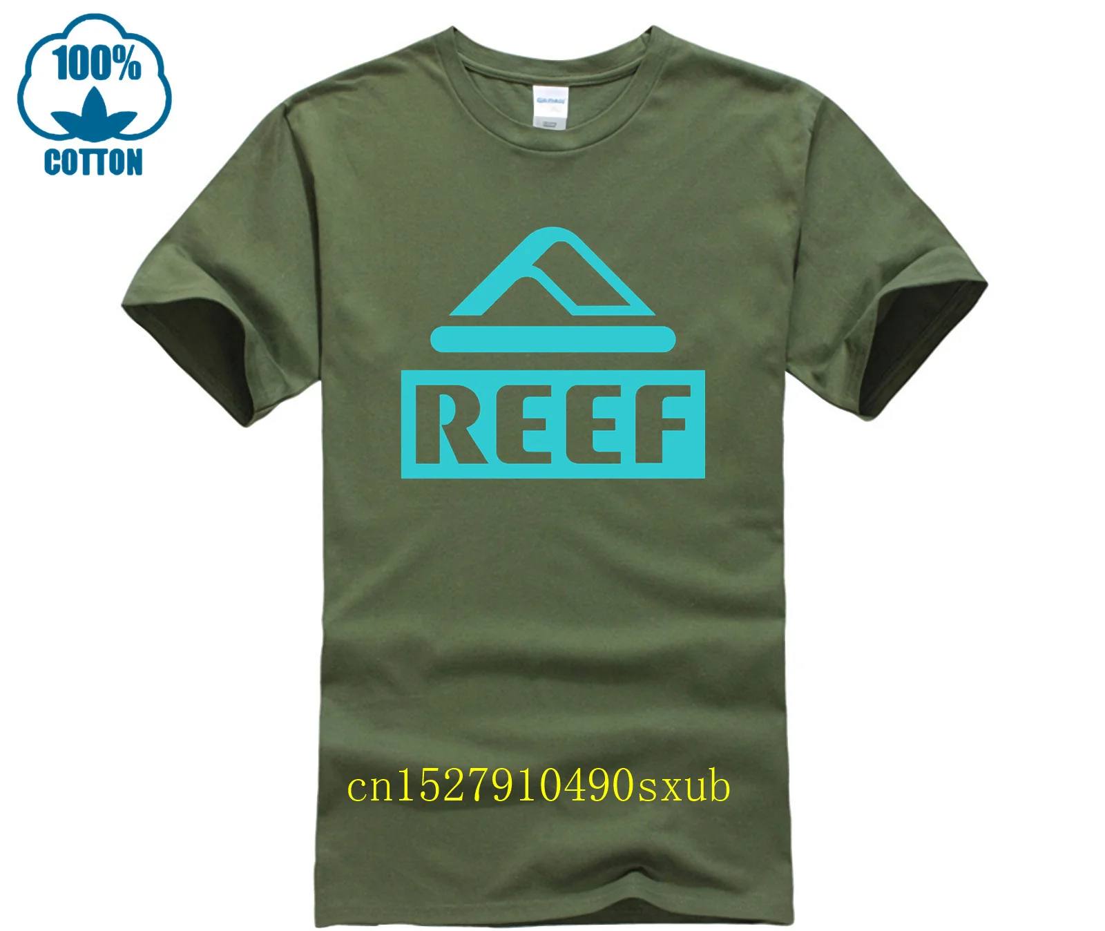 Reef Printing 2024 Men\'s New Summer Hot Solid Color Cotton T Shirt Casual Fitness Tshirt Outdoor Running Sport Short Sleeved Tee