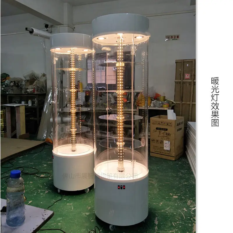 Benutzerdefinierte Acryl Vitrine Runde Kosmetik Modell Parfüm Dental Schmuck Rotierenden Display Stand High-end