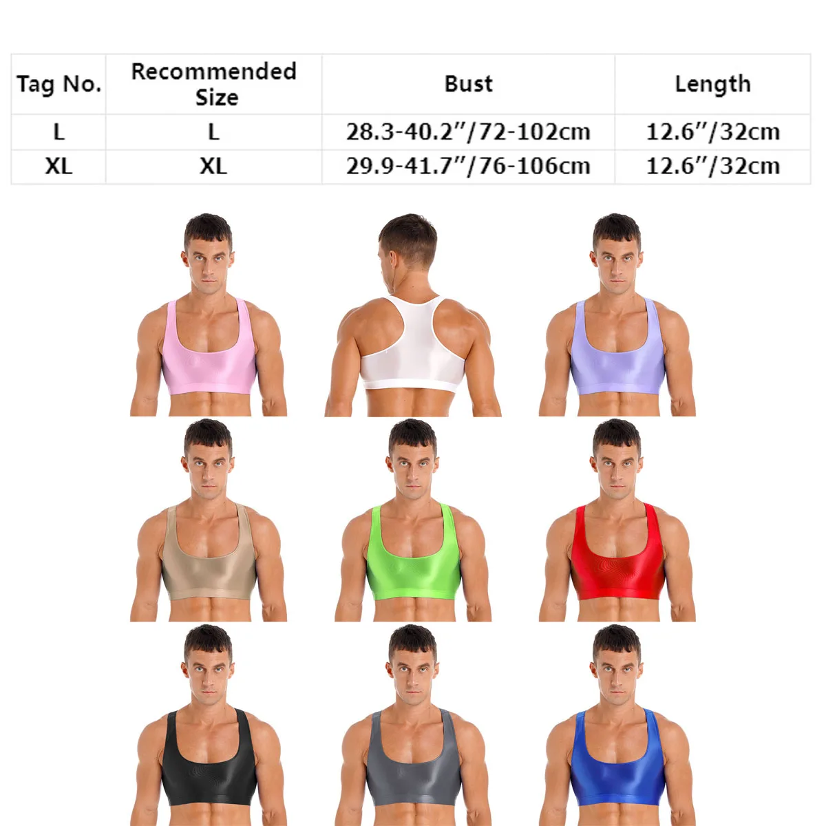 Mens Glossy Sleeveless Tank Tops Satin Shiny Slim Fit Crop Top Vest T-Shirts Fitness Yoga Workout Dance Tops Swimwear Clubwear