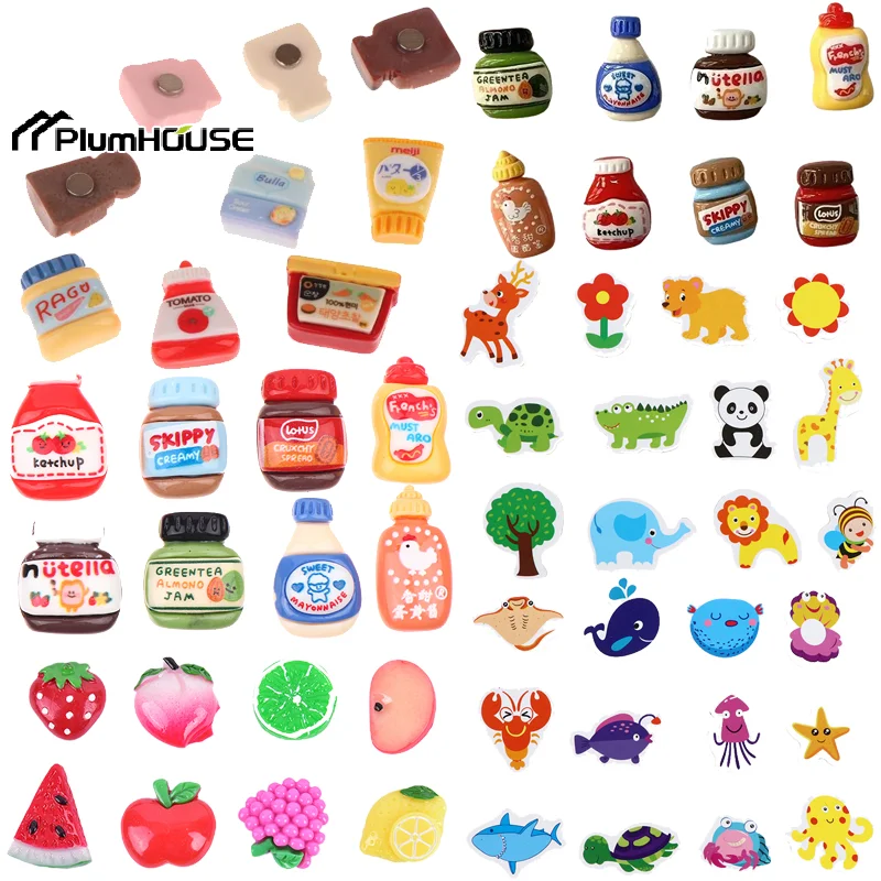 

8/9/10/12Pcs Kawaii Cartoon Food Fridge Magnets Personalized Cute Refrigerator Magnet Locker Decorative Sticker Home Decor