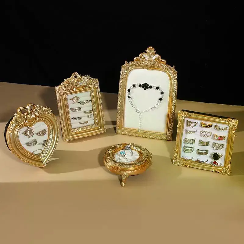 Vintage Ring Display Stand Picture Frame Shape Earring Tray Exquisite Small Size Ornament Jewelry Organizer Rack