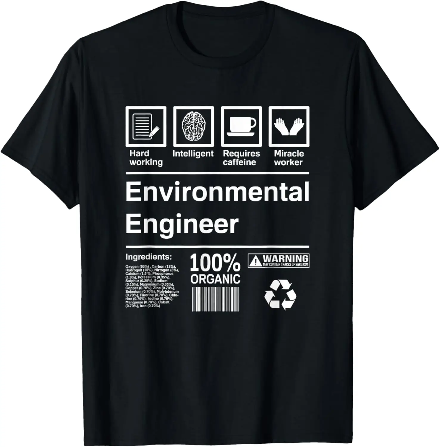 Environmental Engineer Gift T-Shirt 100% Cotton Trendy Y2K Short-Sleeve Tee – Soft, Quick-Drying, & Moisture-Wicking; Ideal for Sports or Casual Wear; Great Gift for Christmas or Halloween. Environmental.