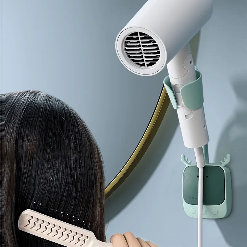 Extended hair dryer stand with extension rod for free rotation, no need to drill holes, free hands and quick installation