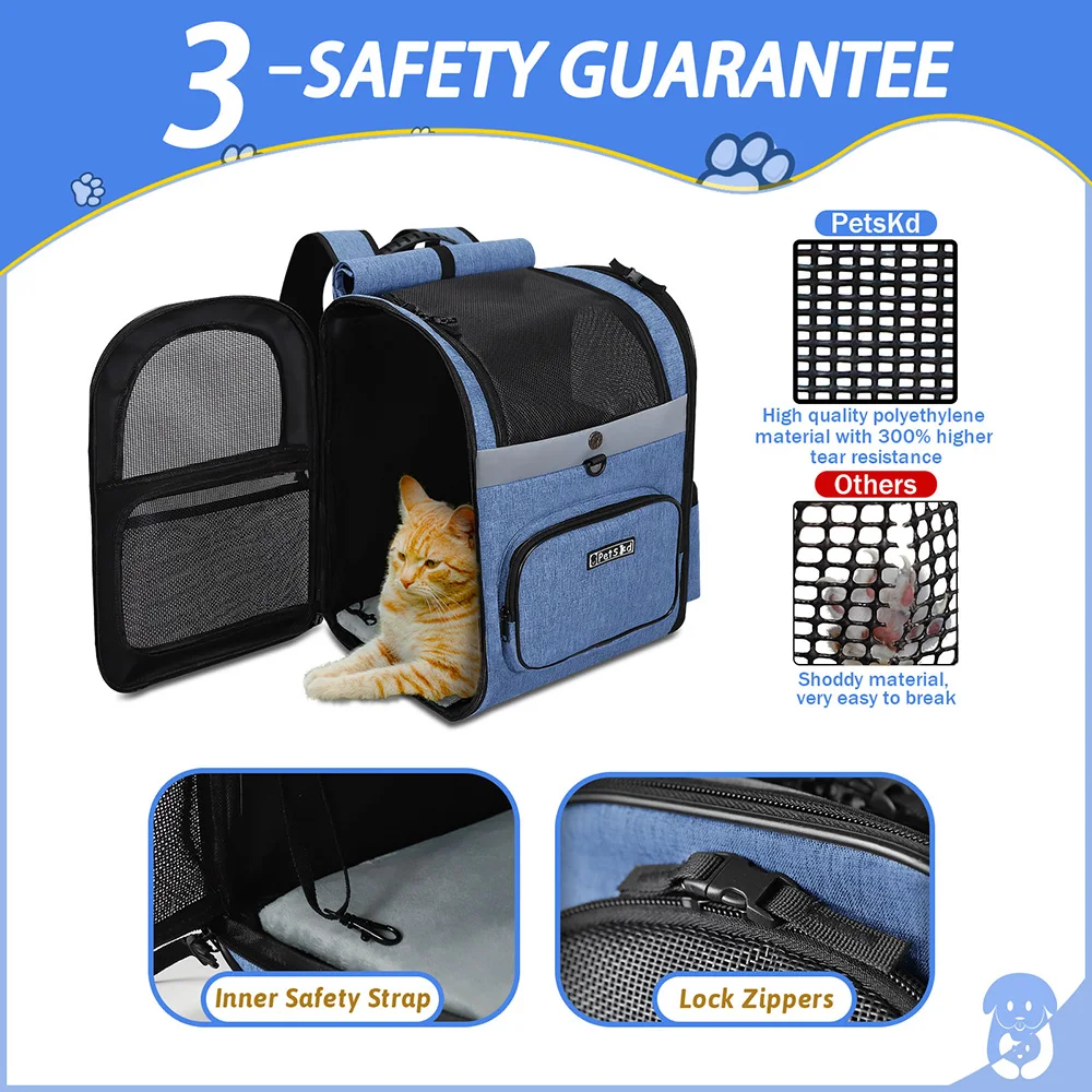 Imagem -02 - Portas Duplas Pet Carrier Bolsa Mochila de Ombro Duplo Estrutura Sturdy Respirável Dobrável Fits 20 Lbs Conjunto de Viagem