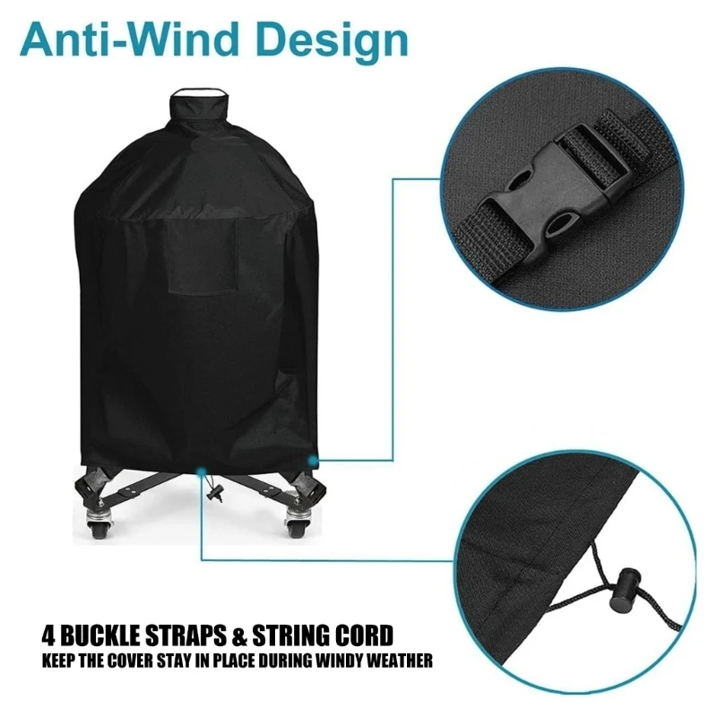 U55D 48x35in Outdoor Grill Cover with Buckles Straps & Top Handle for Easy Handling