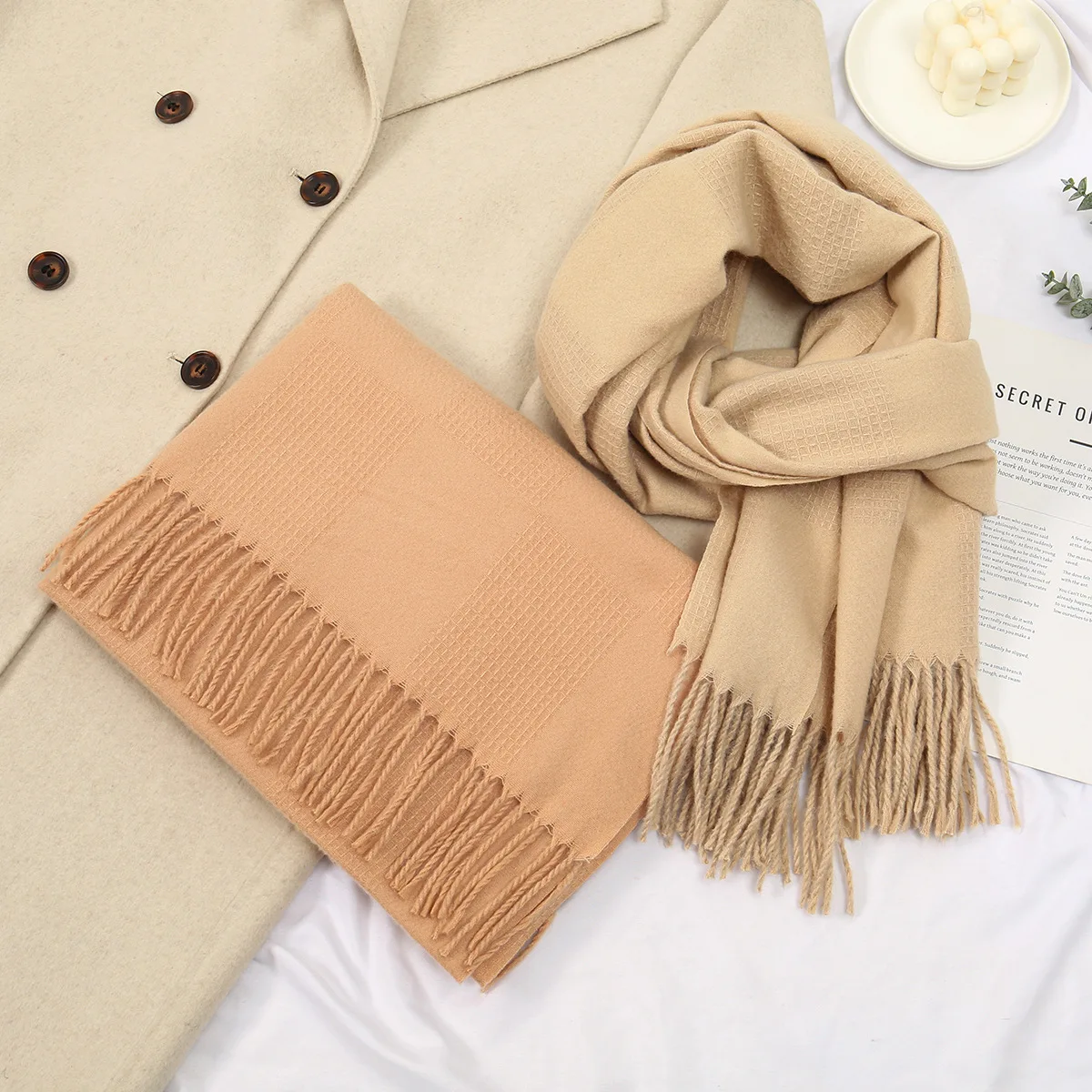 

Solid Women Winter Scarf Warm Thicken Cashmere Shawl Outdoor Fashion Luxury Tassel Pashmina Lady Wrap Windproof Scarves 188*70cm