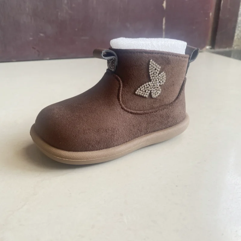 الأطفال الشتاء الخريف الثلوج الأحذية الدافئة حجر الراين القوس لطيف الاطفال الجلد المدبوغ أحذية للفتيات حذاء أنيق المطاط وحيد حجم 1-6 سنوات #5
