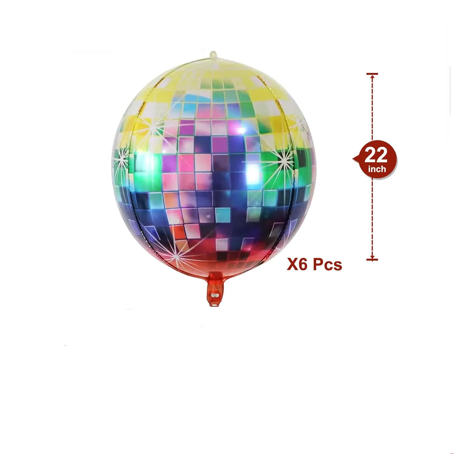 6pcs 22 inch disco colored aluminum foil balloons, disco themed party and dance hall retro decorative balloons