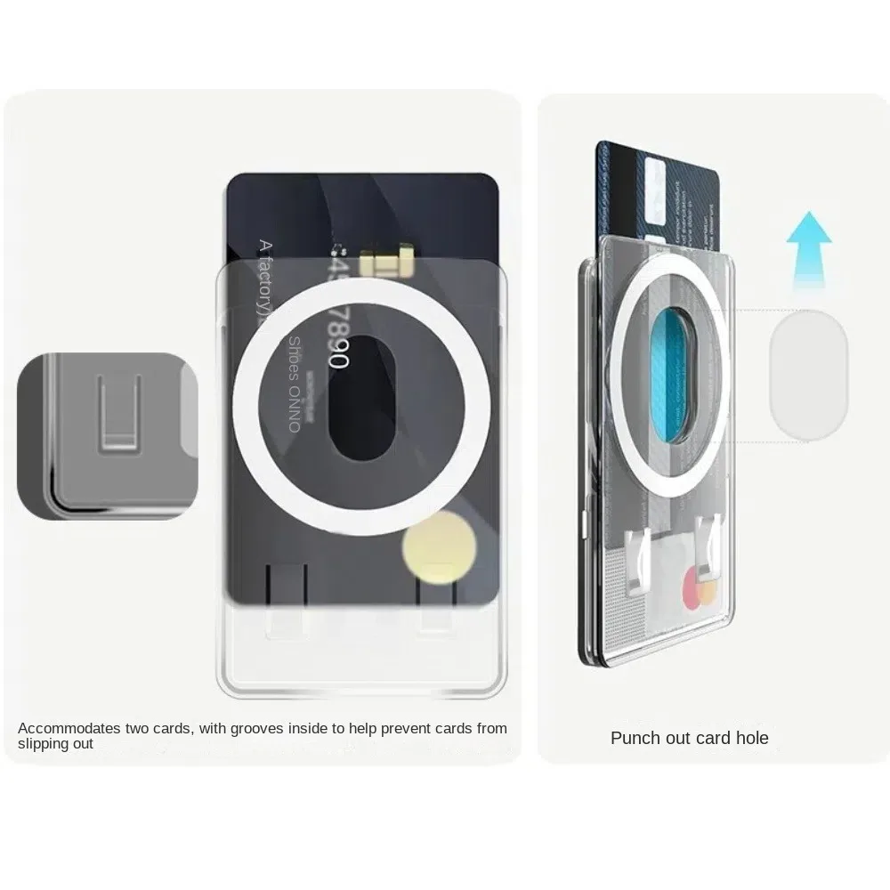 

Magnetic Card Holder Strong Adsorption Portable Clear Wallet Magsafe Plastic Slot Card Case for iPhone 16 15 Pro Max 14 13 12