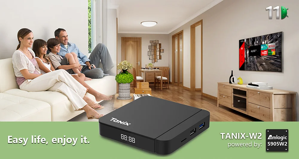 Tanix W2 Android TV Box Android 11 Amlogic S905W2 16GB 32G 64GB دعم 4K H.265 AV1 Dual Wifi HDR 10+ Media Player Set Top Box