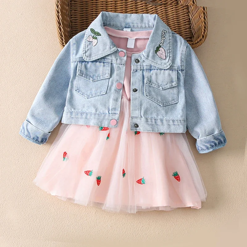 Fashion Baby Girl Denim Jacket + Gauze Dress 0-4yrs - Fluffy Princess Dress