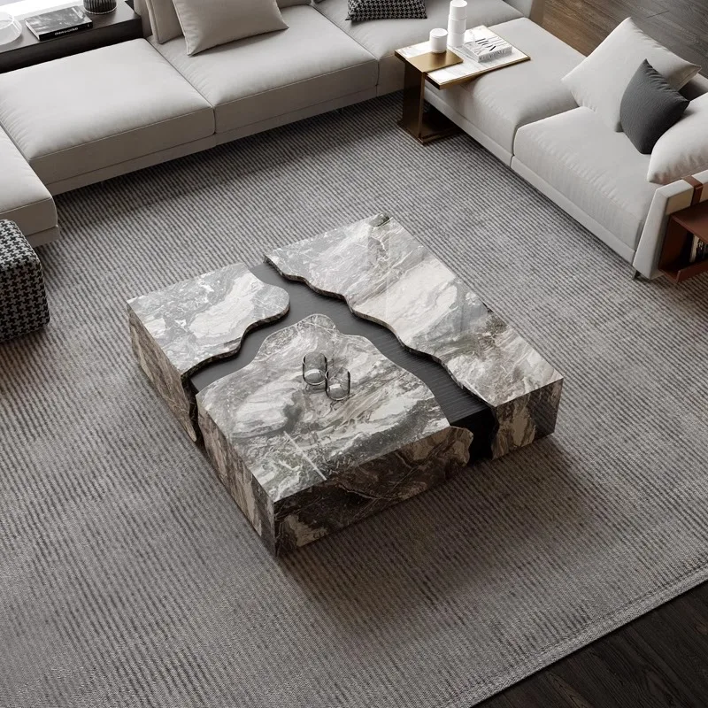 2025 Square Marble Coffee Table, Italian Minimalist Viral Design for Spacious Living Room, Heat & Scratch Resistant, Customize