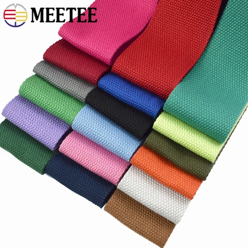 Meetee 5M 50mm 2mm Thick Webbing Cotton Canvas Webbings Ribbon for Backpack Shoulder Strap Belt Tape DIY Garment Sew Woven Band