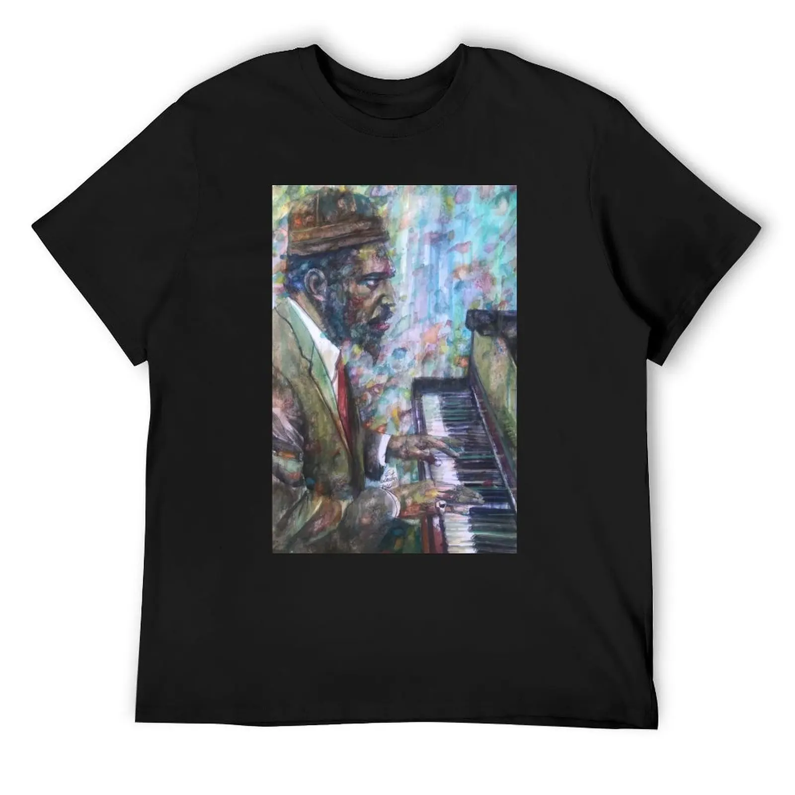 

THELONIUS MONK watercolor portrait T-Shirt anime tshirt Louboutins cotton man t-shirts workout shirts for men