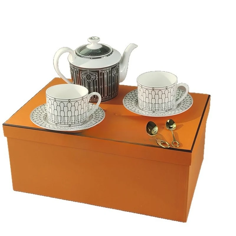 

Low pot Black bottom teapot Coffee cup set Banquet office Meeting coffee set