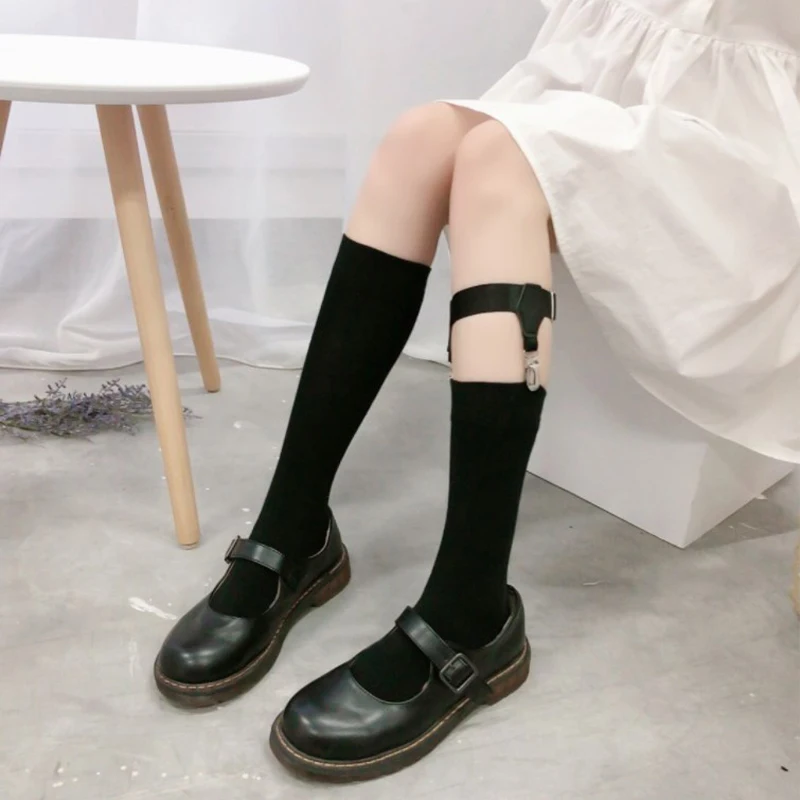 Mulheres sexy punk goth couro do plutônio liga elástica perna coxa anel acessório de roupas perna suspender sexy meias ligas