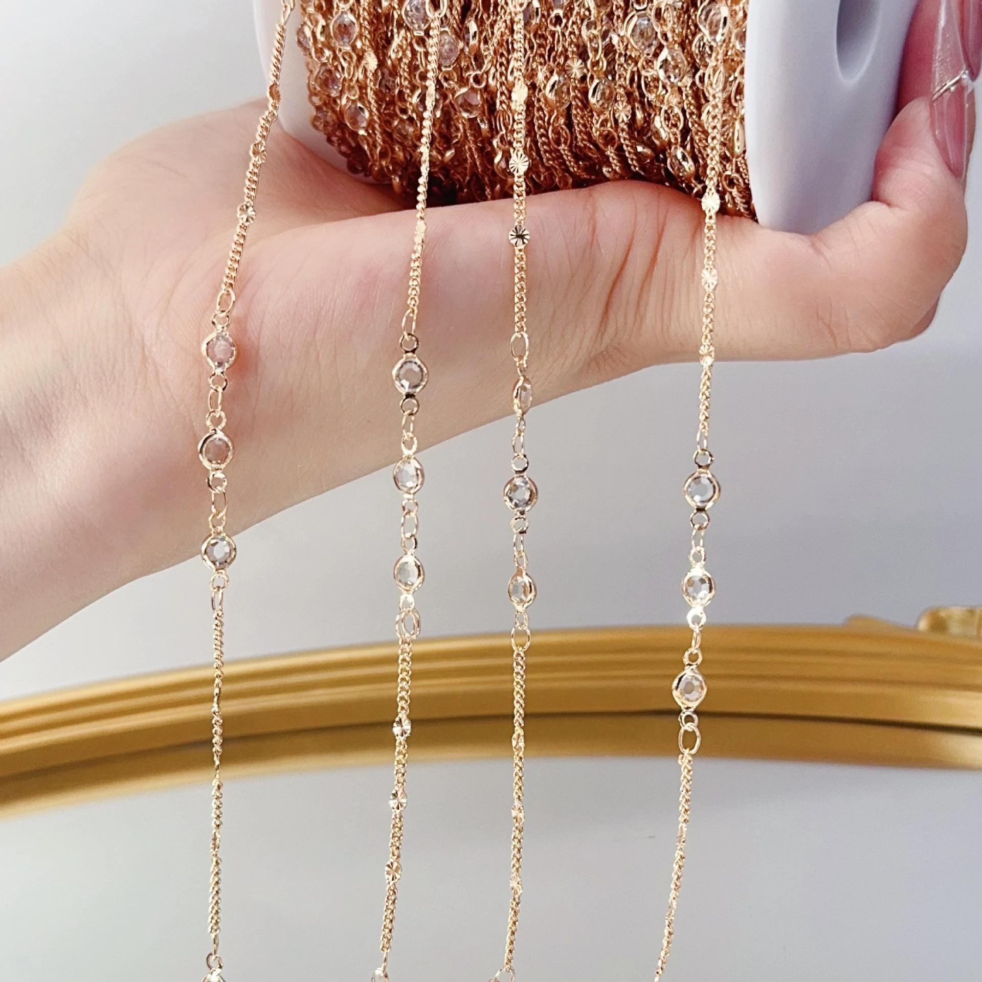 0.5/1Meter Red Crystal Beaded Chain Sequins Tassel Chain DIY Jewelry Making Necklace Pendant Clothing Bag Decoration Accessories image 4