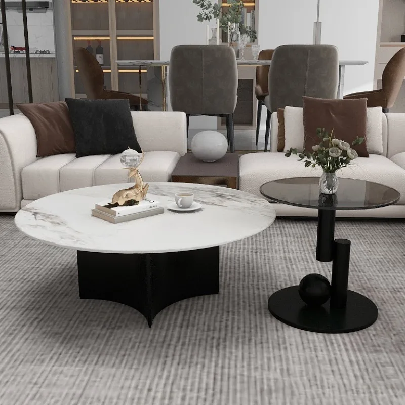 

Large Size Round Coffee Table Minimalist Standing Space Saving Dinner Clear Side Table Service Mesas Bajas Ornaments Home Decor