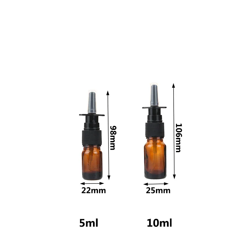 8/15/24 Stück 5 ml 10 ml bernsteinfarbene Nasensprayflasche aus Glas mit feinem Nasennebelsprüher, Presssprühkopf, leere nachfüllbare Glasflaschen