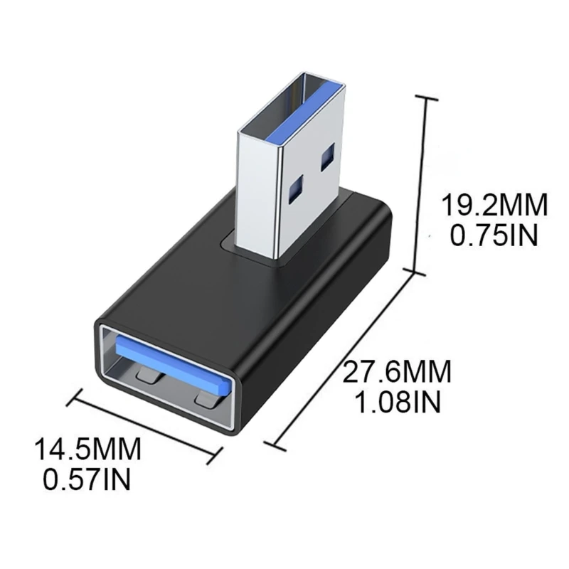 2Pcs Fast Speed USB Converters Adapter 90 Bend Male Female for Electronics 83CF