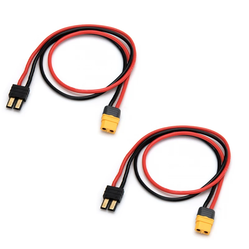 Kabel isi daya 2 buah TRX pria ke XT60H, kawat adaptor wanita 14awg 30cm untuk pesawat RC pengisi daya baterai perahu mobil Motor Esc