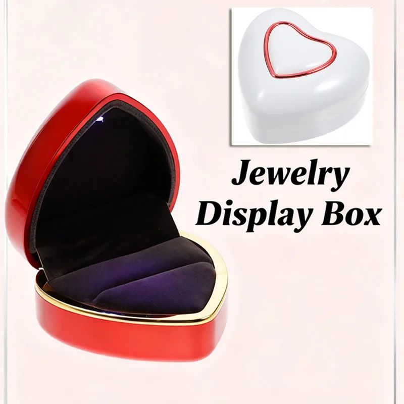 

Jewelry Display Box Ring Boxes Heart Shape Holder Shaped with Lids Presentation Holder Box Proposal Ring Display Storage Box
